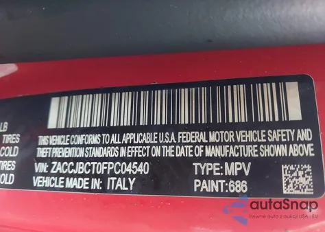 2015 Jeep Renegade Trailhawk z USA, uszkodzony, nr VIN ZACCJBCT0FPC04540